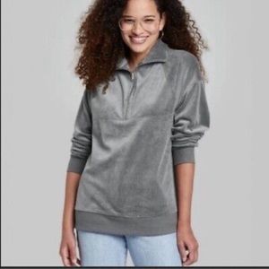 NEW Wild Fable Velour 1/4 Zip Gray Women’s Medium